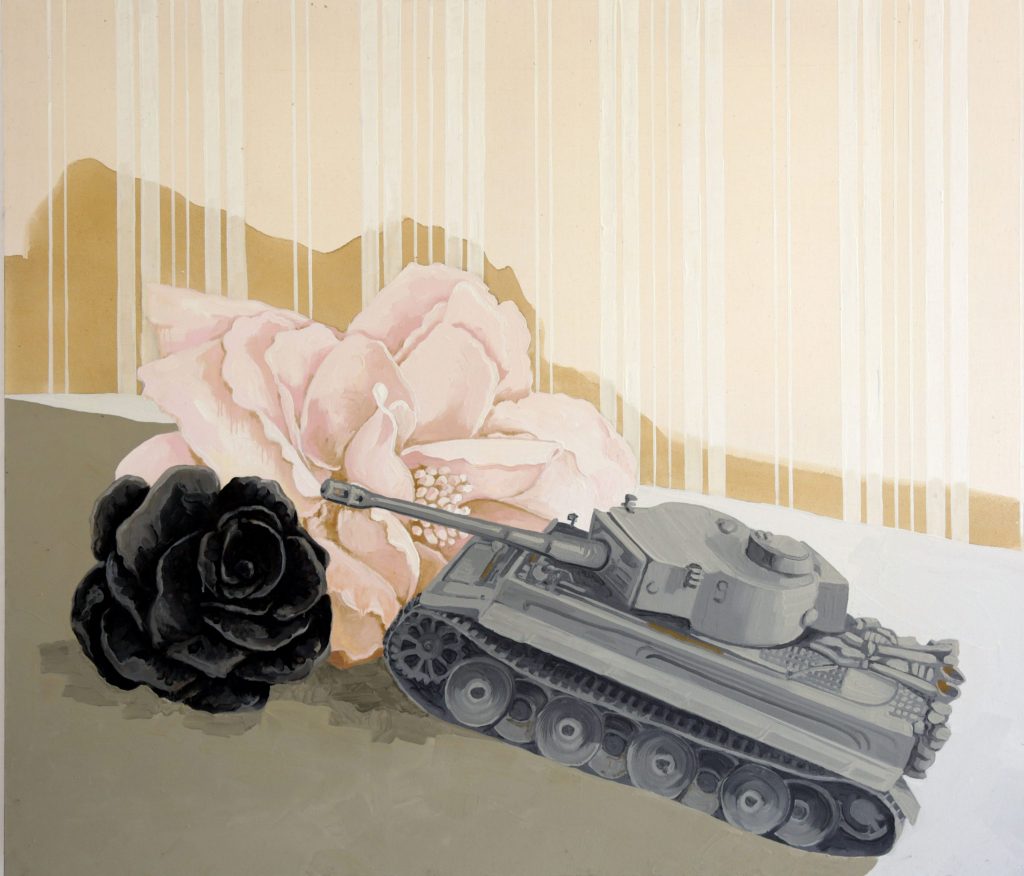 Tank fleur noire, 2015. 120x140cm. Huile sur toile