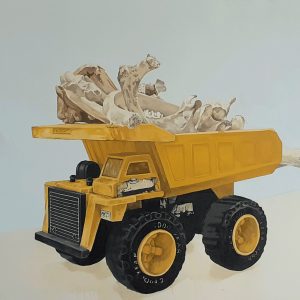 Camion benne et os, 2020.
120x140cm. Huile sur toile et acrylique. Camion benne et os, 2020. 120x140cm. Huile sur toile et acrylique.