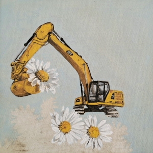 Pelle et paquerettes, 2020. 20x20cm. Huile sur toile Pelle et paquerettes, 2020. 20x20cm. Huile sur toile